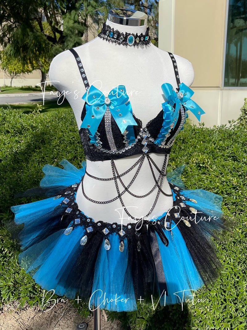 Alice in wonderland inspired outfit set, Rave wear, EDC, Music festival, Cosplay, Halloween costumes