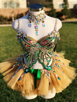 Gold Sequin Butterfly inspired Outfit Set, Rave wear, EDC, Music festival, Cosplay, Halloween costumes