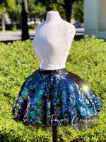 Maxi Puffy Unicorn and Mermaid Skirt with Tulle , Irridesent Skirt, Unicorn Skirt, hologram Skirt, velvet elastic skirt