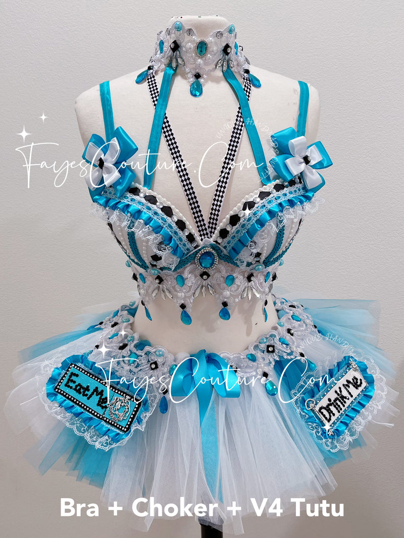 Alice in wonderland inspired outfit set, Rave wear, EDC, Music festival, Cosplay, Halloween costumes