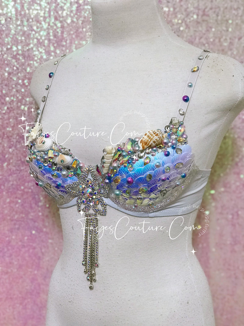 Iridescent Mermaid Bra, Rave wear, EDC, Music festival, Cosplay, Halloween costumes