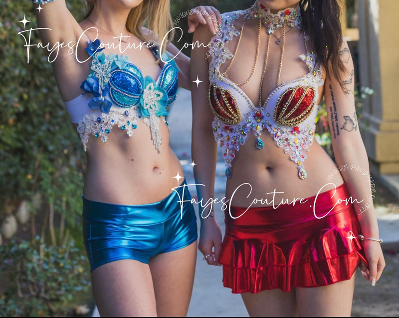 Mermaid Blue Bra, Rave wear, EDC, Music festival, Cosplay, Halloween costumes