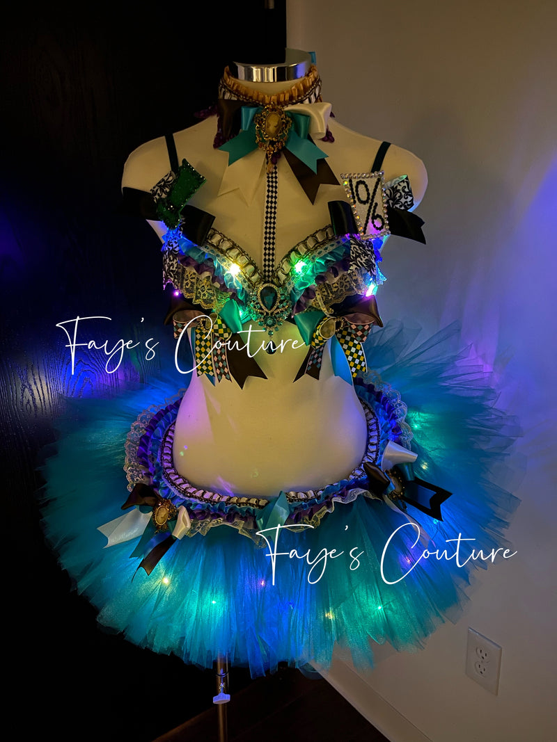 Alice in Wonderland Costume, Bra and Tutu, Rave Outfit, Festival Wear,  Beyond Wonderland 