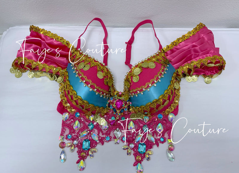 Princess Jasmine inspired Bra with Choker, Rave wear, EDC, Music festival, Cosplay, Halloween costumes