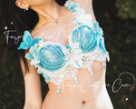 Mermaid In white and blue Bra, Rave wear, EDC, Music festival, Cosplay, Halloween costumes