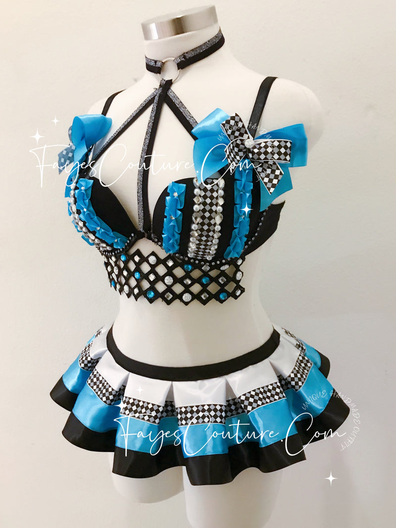 Alice in wonderland inspired outfit set, Rave wear, EDC, Music festival, Cosplay, Halloween costumes