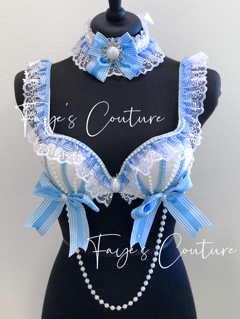Dorothy from The Wizard of Oz inspired Bra with Choker, Rave wear