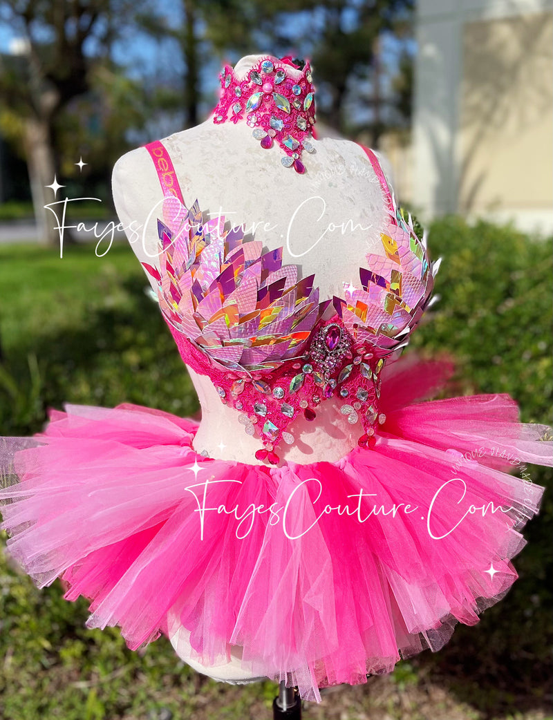 1 Pink Iridescent Unicorn outfit set with lights, Rave wear, EDC, Music festival, Cosplay, Halloween costumes