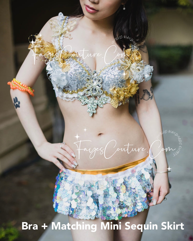 Gold and Silver inspired outfit set, Rave wear, EDC Music festival, Cosplay, Halloween costumes