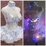 1 Pink Iridescent Unicorn outfit set with lights, Rave wear, EDC, Music festival, Cosplay, Halloween costumes