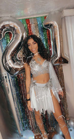 Greek Goddess in white inspired outfit set, Rave wear, EDC, Music festival, Cosplay, Halloween costumes