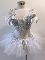 Mermaid in white inspired outfits set, Rave wear, EDC, Music festival, Cosplay, Halloween costumes