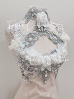 Bridal white and flower inspired Bra, Rave wear, EDC, Music festival, Cosplay, Halloween costumes