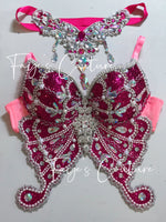 Glitter Pink Butterfly Bra, rave EDC Music festival wear, Halloween costumes, Cosplay