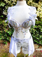 Mermaid in White, Bridal inspired outfits set, Rave wear, EDC, Music festival, Cosplay, Halloween costumes