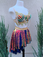 Gold Mermaid Outfit set, Rave wear, EDC, Music festival, Cosplay, Halloween costumes