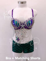 Mermaid Ariel inspired outfits set, Rave wear, EDC, Music festival, Cosplay, Halloween costumes