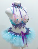 Iridescent Blue Unicorn inspired outfit set, Rave wear, EDC, Music festival, Cosplay, Halloween costumes