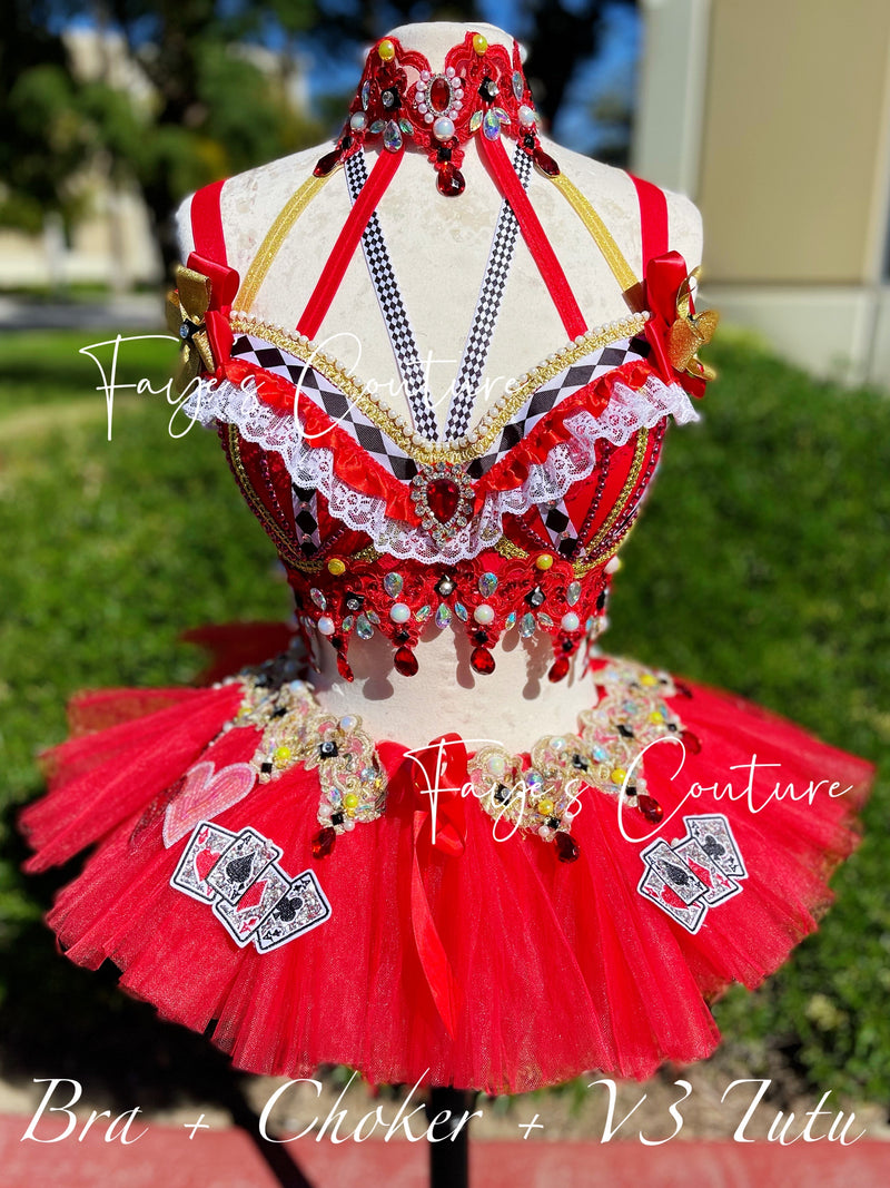 Queen of Red Hearts from Alice in wonderland inspired outfits, Rave wear, EDC, Music festival, Cosplay, Halloween costumes