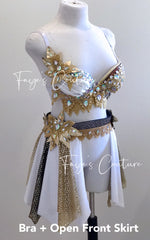 Greek Goddess in Gold inspired outfit set, Rave wear, EDC, Music festival, Cosplay, Halloween costumes