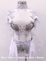 Mermaid in White, Bridal inspired outfits set, Rave wear, EDC, Music festival, Cosplay, Halloween costumes