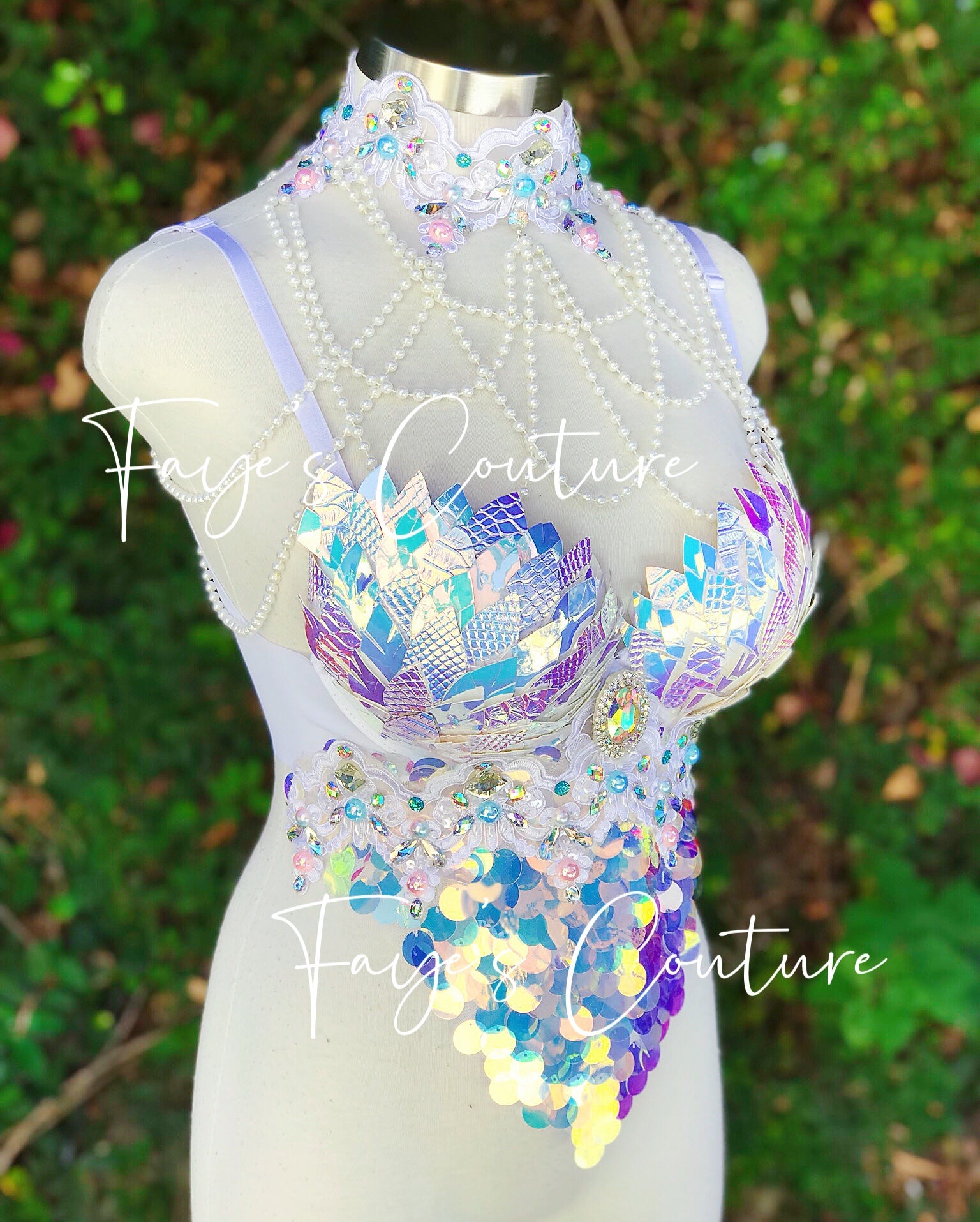 Iridescent Mesh Rave Outfit White & Pink Bralette / High Waist Panty /  Iridescent Trim / Bridal / Lingerie /kawaii / Pastel -  Canada